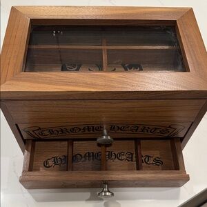 Chrome Hearts Brown Wooden Box with Glass Lid